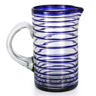 Glass Pitcher - Tall Cobalt Spiral