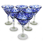 Dotted Blue Martini Glasses (Set of 6)
