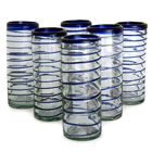 Highball Glasses - Cobalt Spiral (Set of 6)