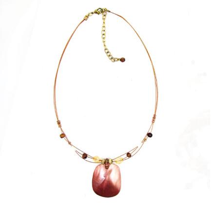 Mauve Pink Shell Pendant Necklace