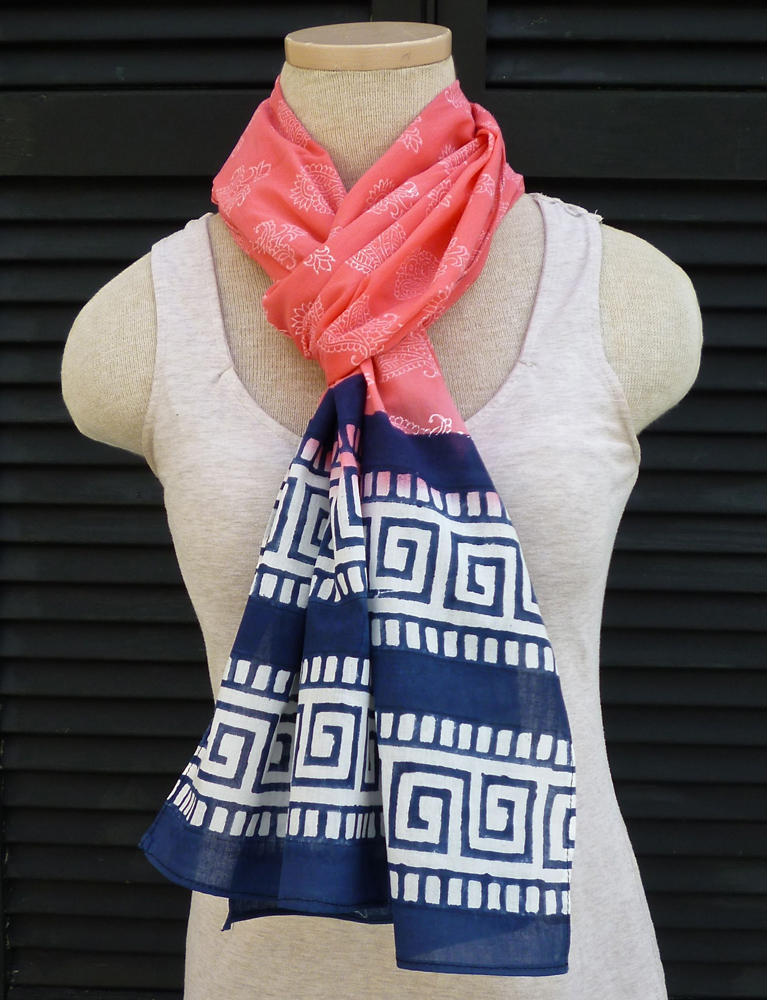 Coral Pink and Key Scarf