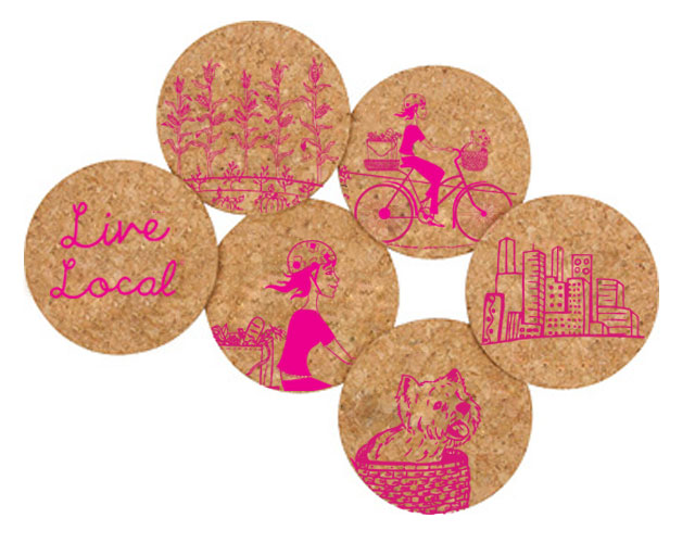 Recycled Cork Coaster Set - Live Local
