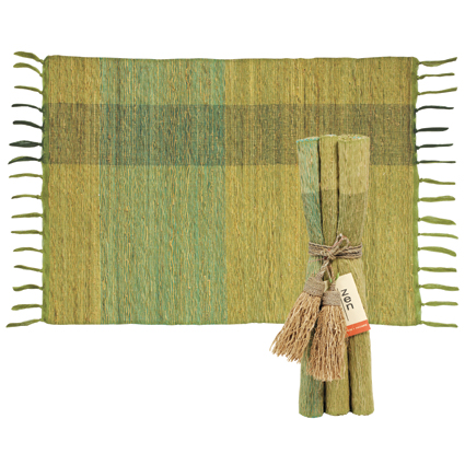 Green Blocks Vetiver Placemats (Set of 6)