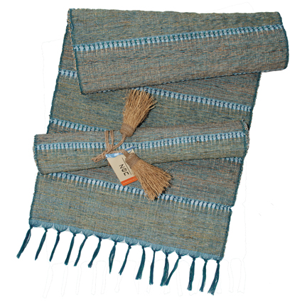 Indigo Stripe Vetiver Table Runner