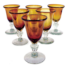 Blown Glass Goblets - Golden Amber (Set of 6)