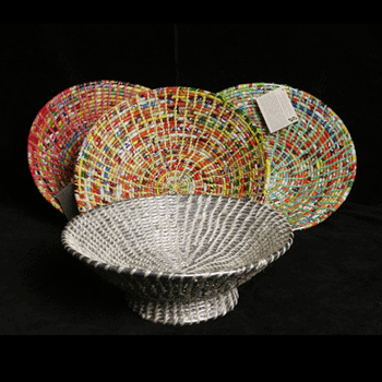 Large Recycled Plastic Bowl - Silver