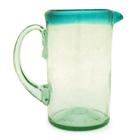 Hand Blown Glass Pitcher - Aqua