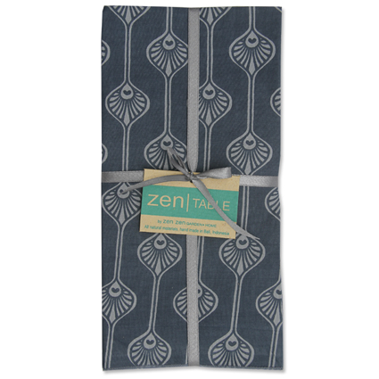 Blue Peacock Stripe Napkins (Set of 4)