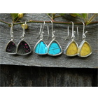 Sterling Silver Butterfly Earrings (Pyramid)