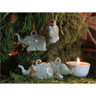 Celadon Ceramic Ornaments - Holiday Elephants