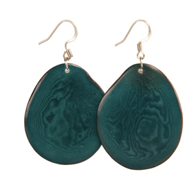 Tagua Chip Earrings - Midnight Teal