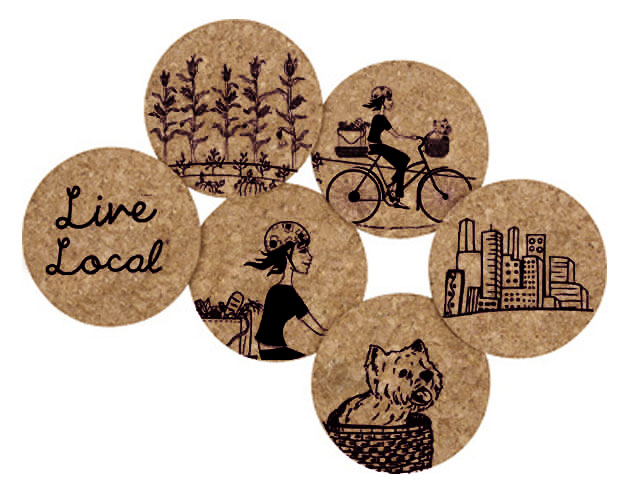 Recycled Cork Coaster Set - Live Local