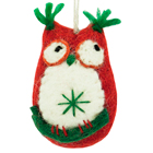 Felt Ornament - Red Crazy Owl