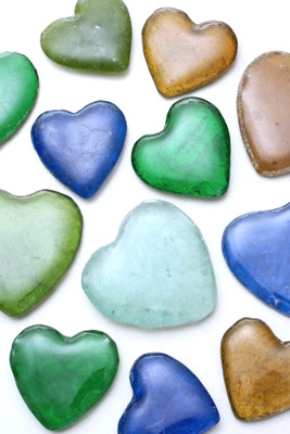 Recycled Sea Glass Hearts