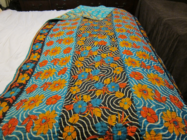 Vintage Sari Throw - Floral Swirls