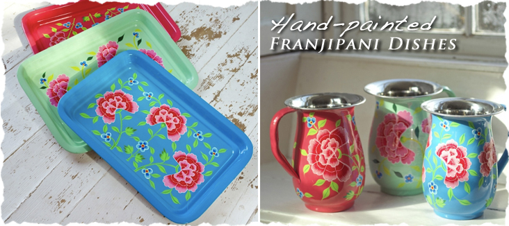 Hand Painted Franjipani Dishes