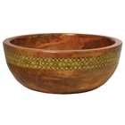 Large Green Stripe Mango Wood Salad Bowl
