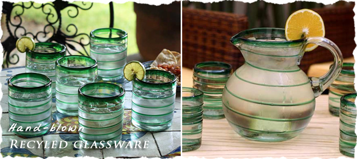 Handblown Recycled Glassware