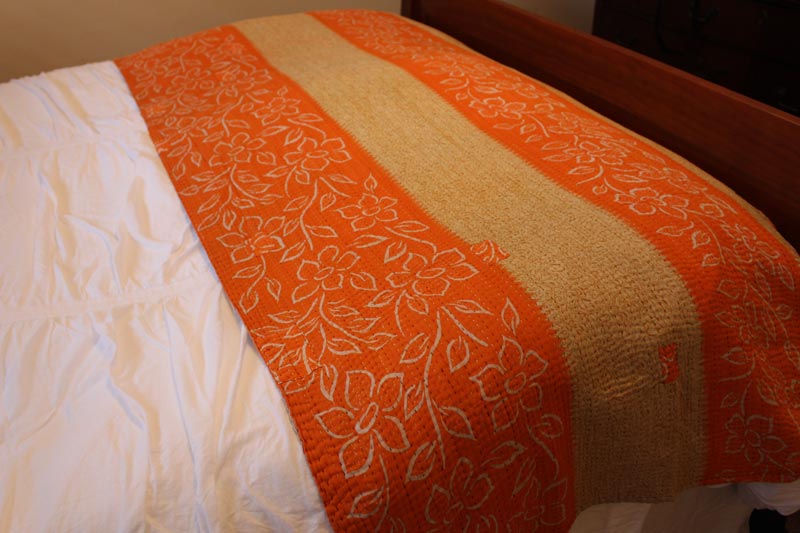 Vintage Kantha Throw - Orange Sherbert
