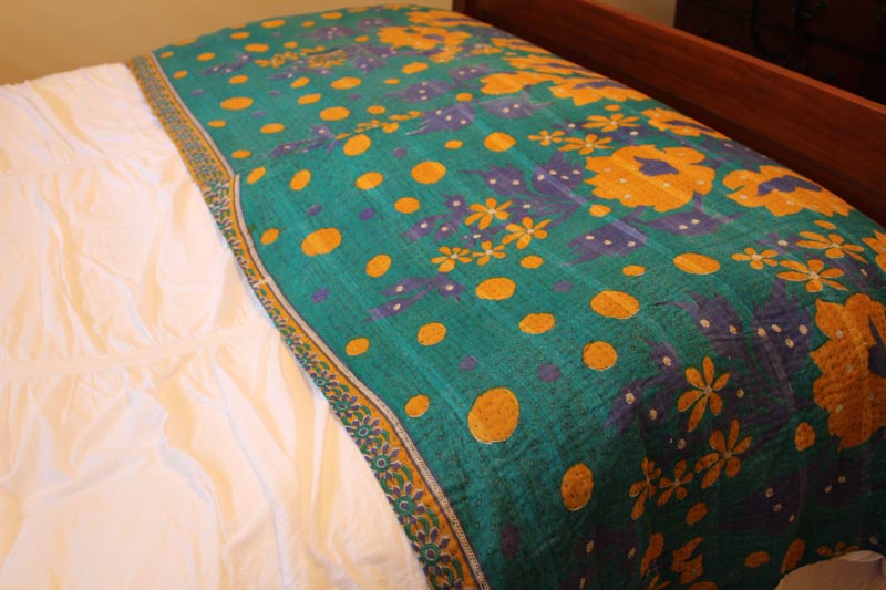 Kantha Throw - Teal Purple