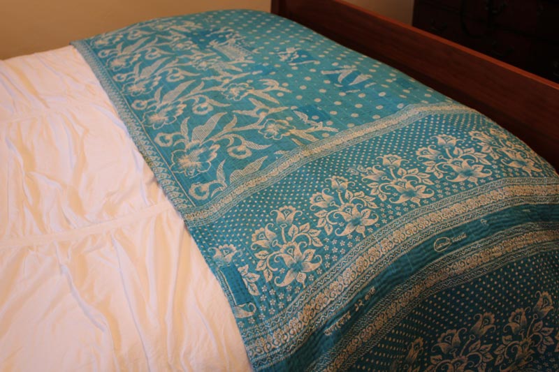 Kantha Throw - Turquoise Floral