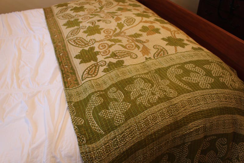 Kantha Throw - Vintage Green Floral