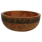 Mango Wood Salad Bowl with Black Bamboo Inlay