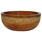 Natural Mango Wood Bowl with Bamboo Inlay