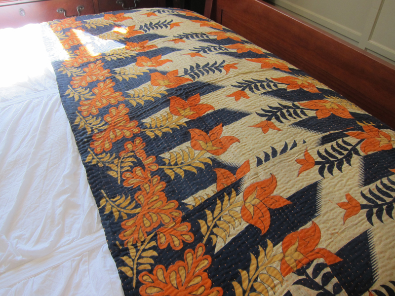 Kantha Quilt - Navy Orange Vibes