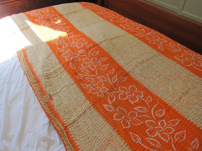 Kantha Quilt - Orange Sherbert