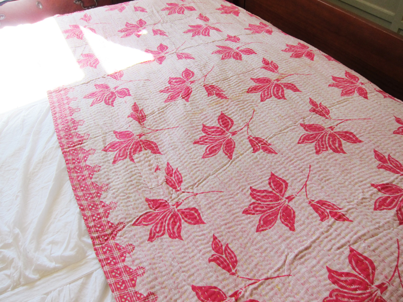 One-of-a-Kind Kantha Blanket - Lime Pink Fiesta