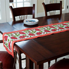 Red Lotus Flower Table Runner