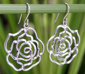 Roses in Love Sterling Silver Earrings