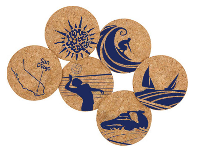 Recycled Cork Coaster Set - San Diego