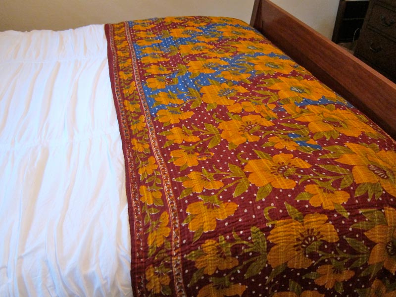 Vintage Sari Throw - Floral Polka Dot