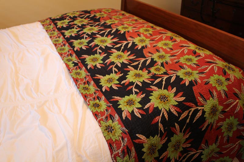 Vintage Sari Throw - Lime Floral Check
