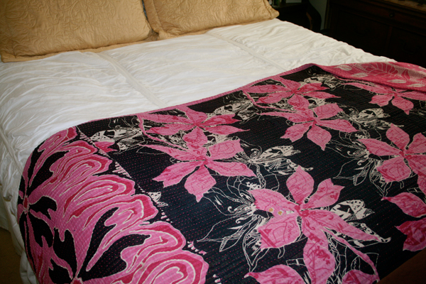 Vintage Sari Throw - Pink Floral