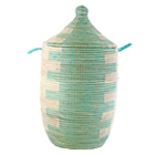 Graphic Lidded Hamper - Aqua Comb