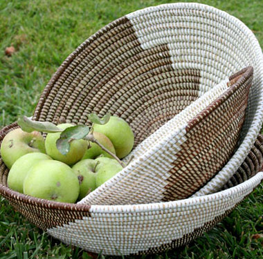 Brown and White Wolof African Basket