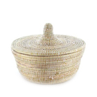 White Wolof African Bread Basket with Lid