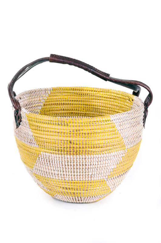 Yellow Herringbone Garden Basket