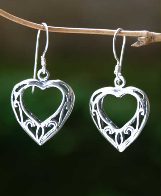 fair trade beach wedding sterling_silver_heart_earrings